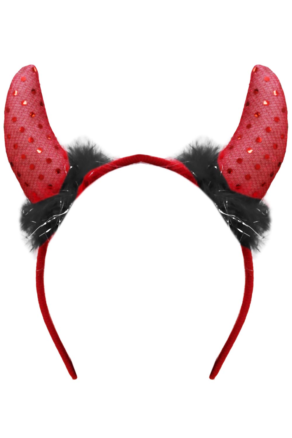 CORNA DIAVOLO PAILLETTES ROSSO PIUMA NERO